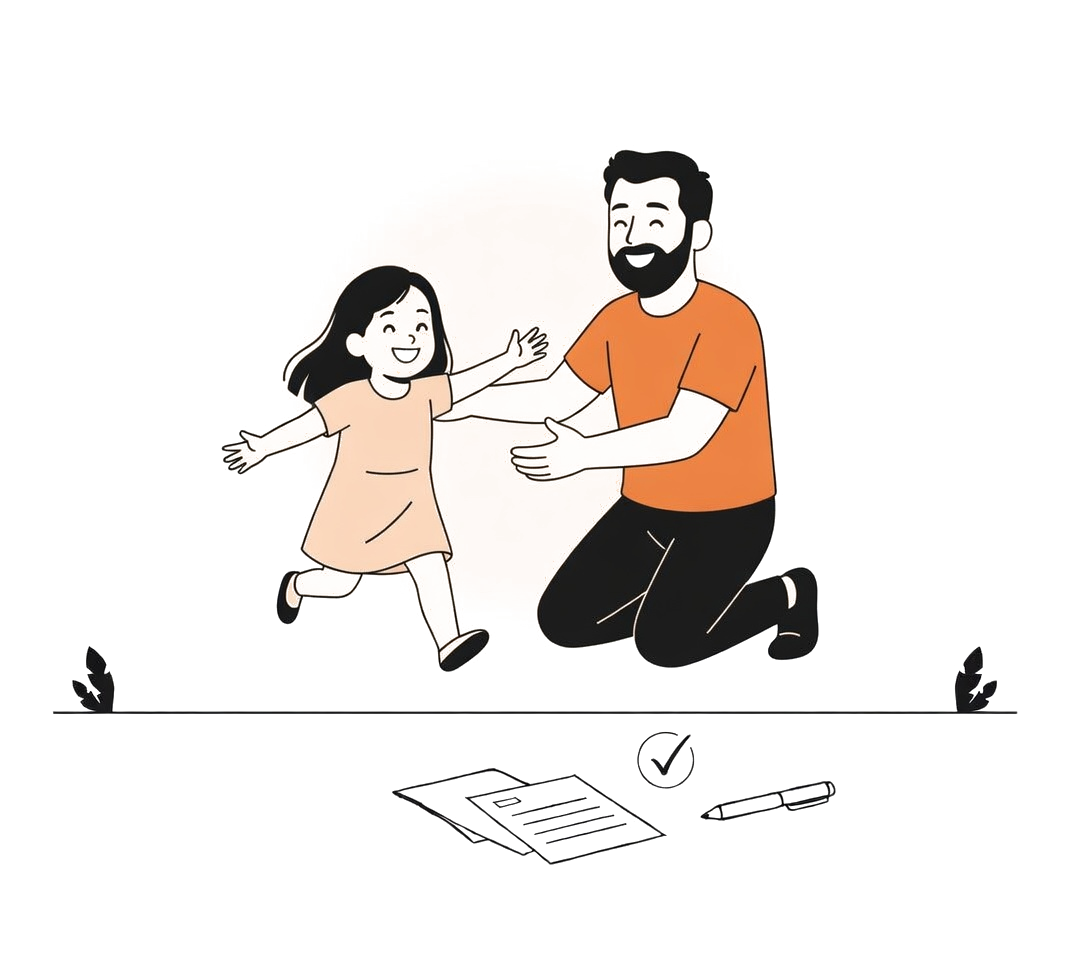 Father reuniting with daughter after successful family mediation agreement