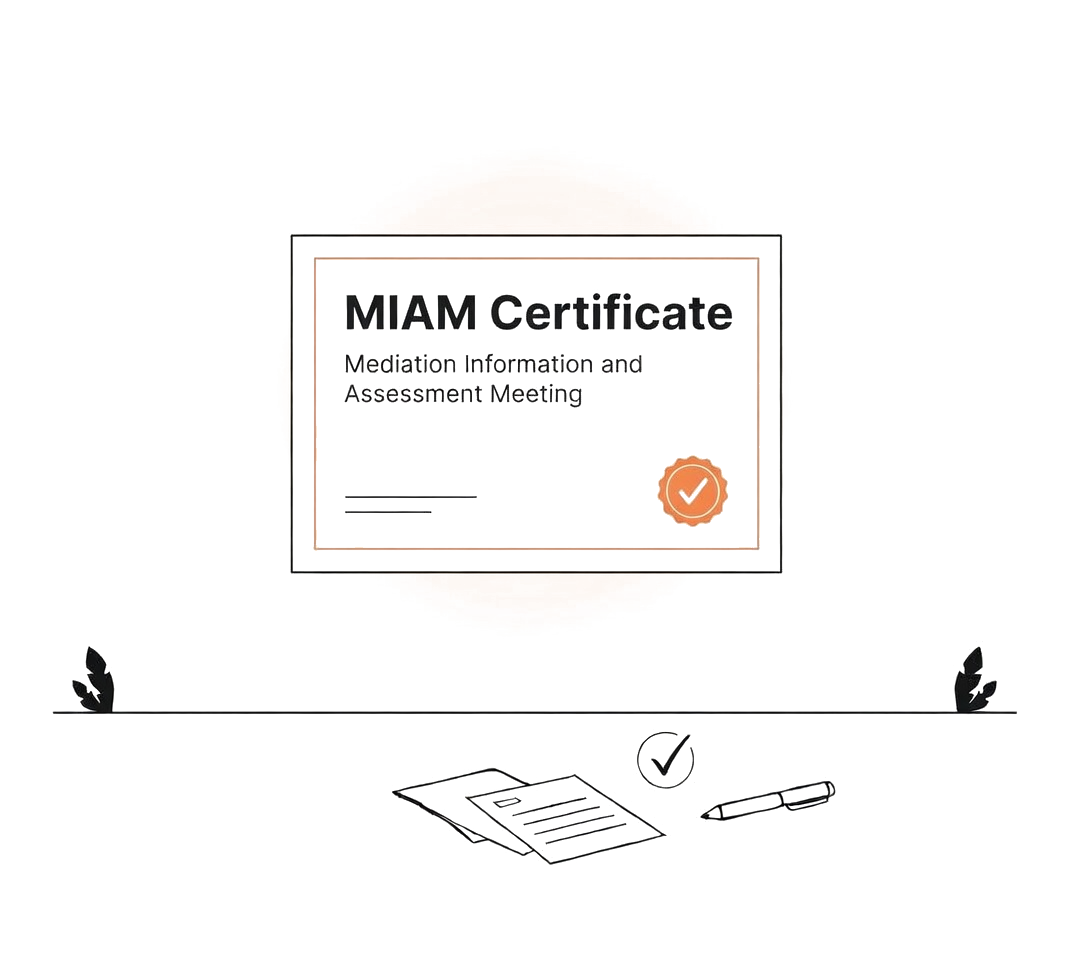 MIAM certificate document signed by a family mediator for court applications